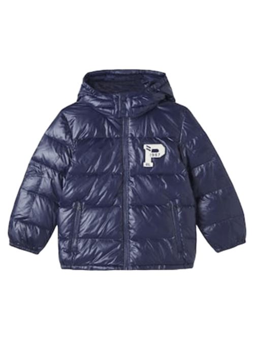Giaccone da bambino in piuma d'oca, capuccio staccabile, logo applicato,  colore refined navy. POLO RALPH LAUREN | 323978458001